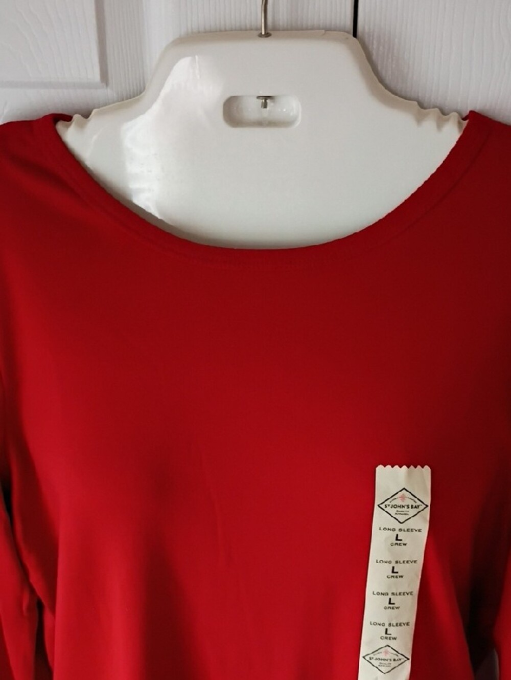 NWT St. John's Bay Red Long-Sleeve Crewneck Top - Picture 2 of 4